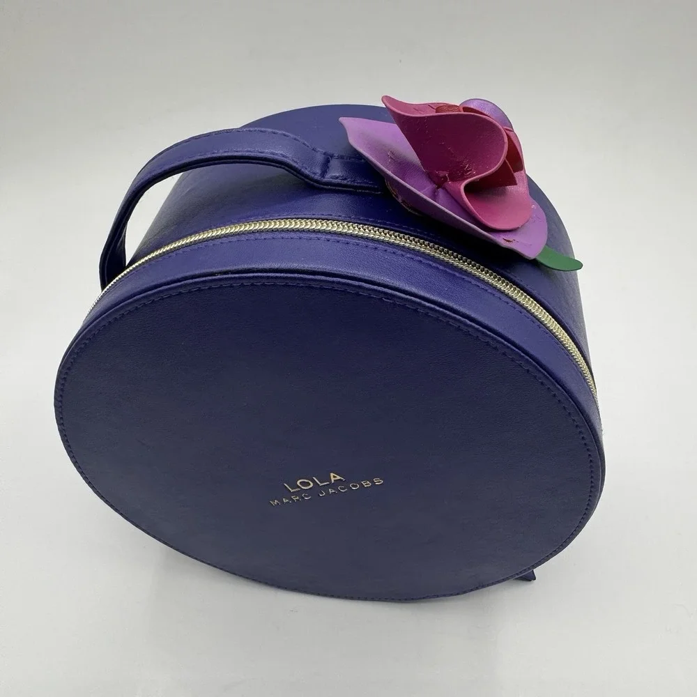Marc Jacobs Lola Purple Vanity Hat Box Perfume Case Bag 3D Flower 8.5